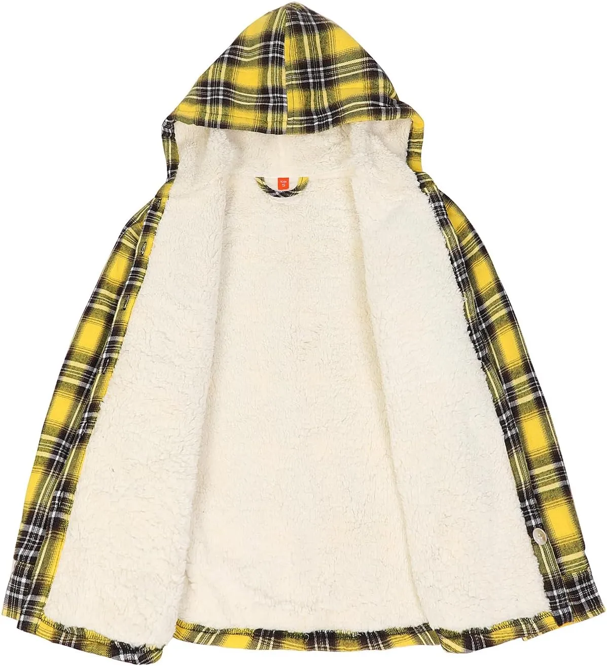 ZENTHACE Boys Sherpa Fleece Lined Flannel Plaid Button Down Shirt Jacket,Hooded Flannel Shirt with Hand Pockets