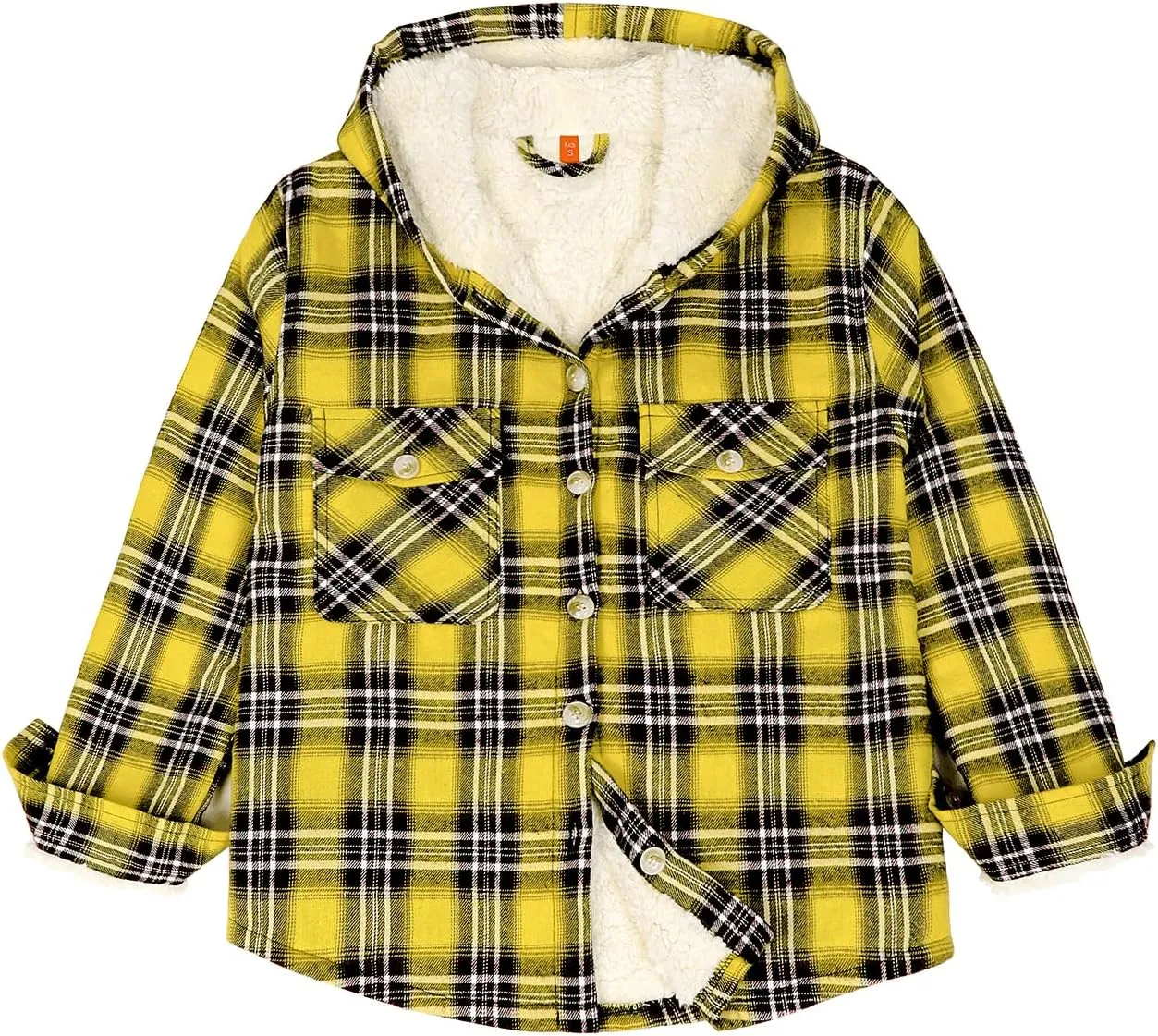 ZENTHACE Boys Sherpa Fleece Lined Flannel Plaid Button Down Shirt Jacket,Hooded Flannel Shirt with Hand Pockets