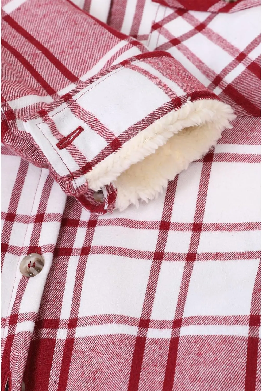 ZENTHACE Girls Hooded Plaid Flannel Shirt Jacket with Hand Pockets,Sherpa Lined Button Down Flannel Shacket Jacket