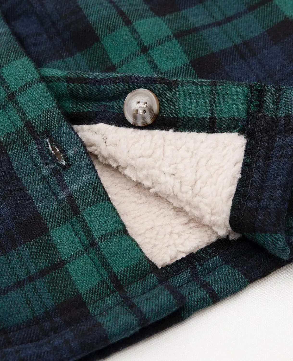 ZENTHACE Girls Hooded Plaid Flannel Shirt Jacket with Hand Pockets,Sherpa Lined Button Down Flannel Shacket Jacket
