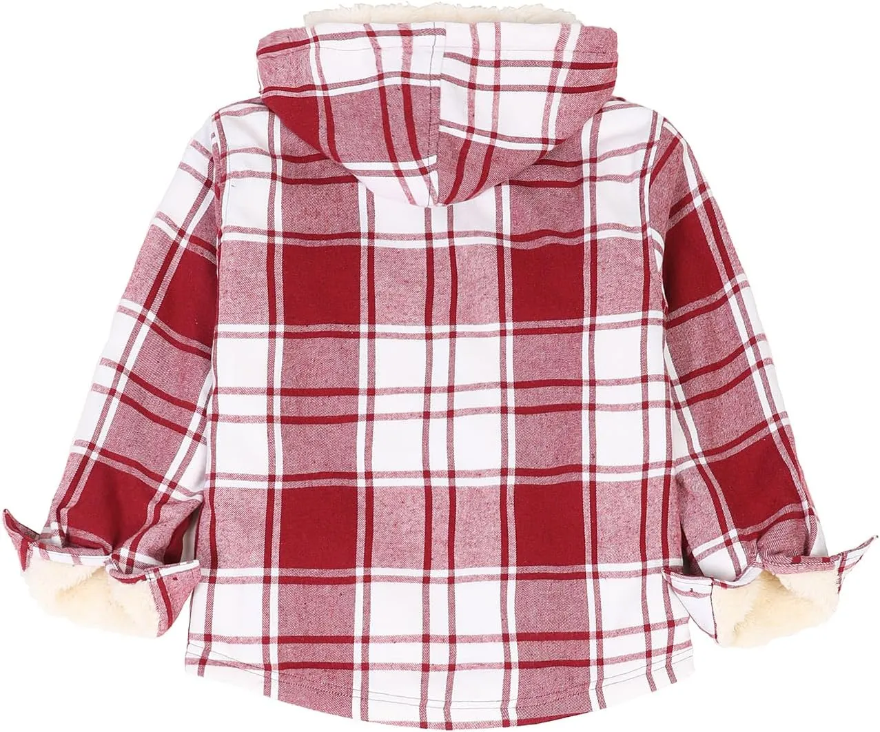 ZENTHACE Girls Hooded Plaid Flannel Shirt Jacket with Hand Pockets,Sherpa Lined Button Down Flannel Shacket Jacket