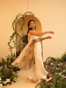 Zireen White Waterfall Pants